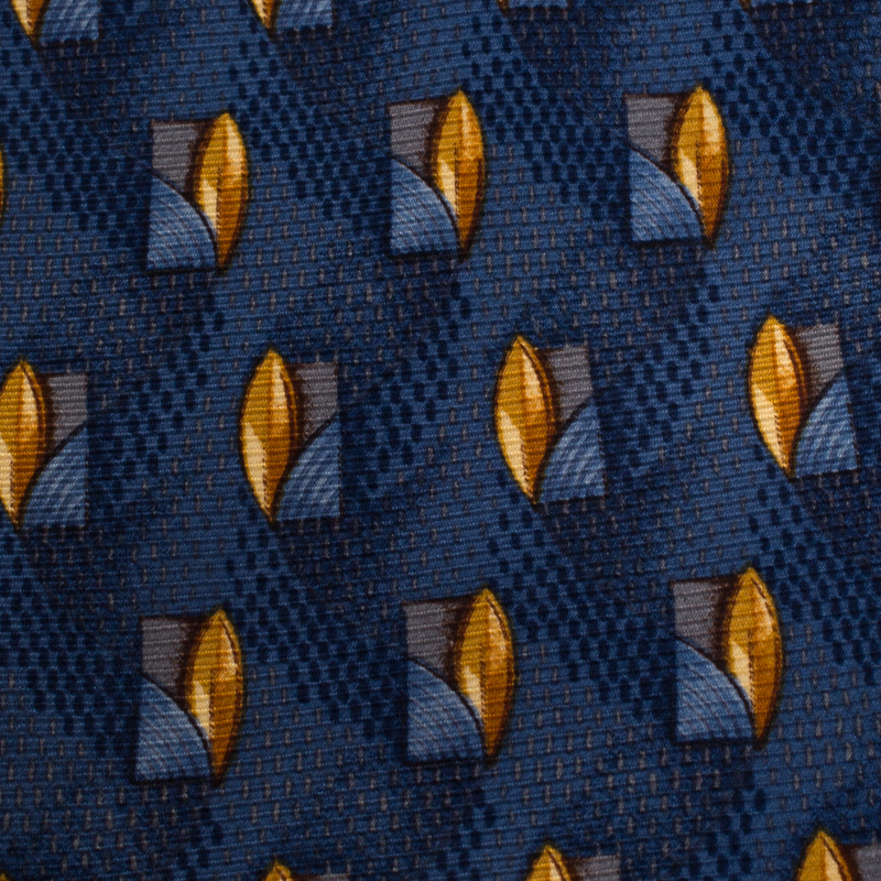 Ermenegildo Zegna Vintage Blue Abstract Print Silk Tie