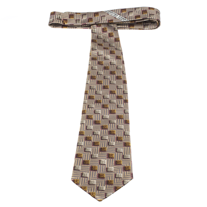 Ermenegildo Zegna Vintage Multicolor Silk Jacquard Traditional Tie