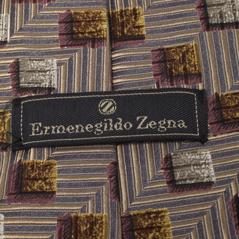 Ermenegildo Zegna Vintage Multicolor Silk Jacquard Traditional Tie