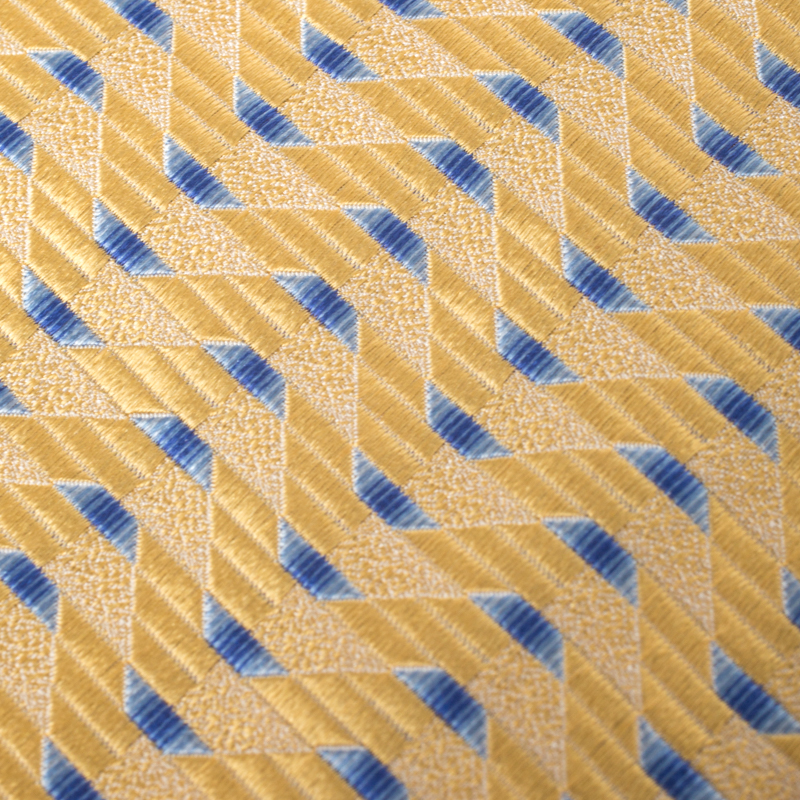

Ermenegildo Zegna Vintage Yellow & Blue Geometric Patterned Jacquard Silk Tie