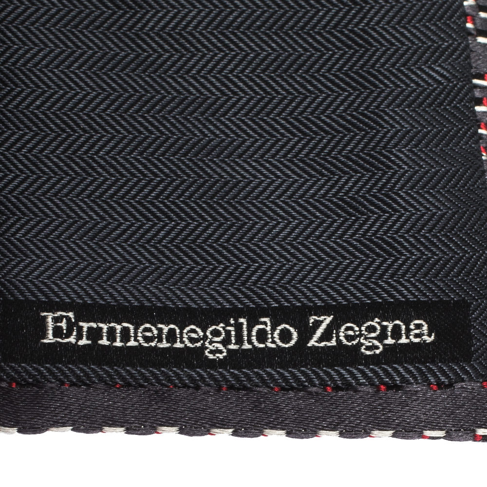 Ermenegildo Zegna Grey Diagonal Pattern Silk Tie