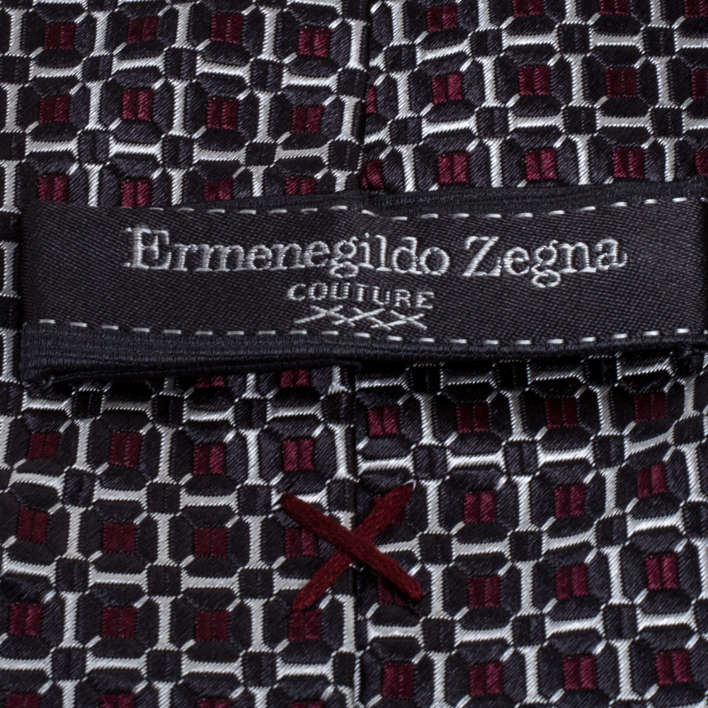 Ermenegildo Zegna Couture Black & Red Silk Tie