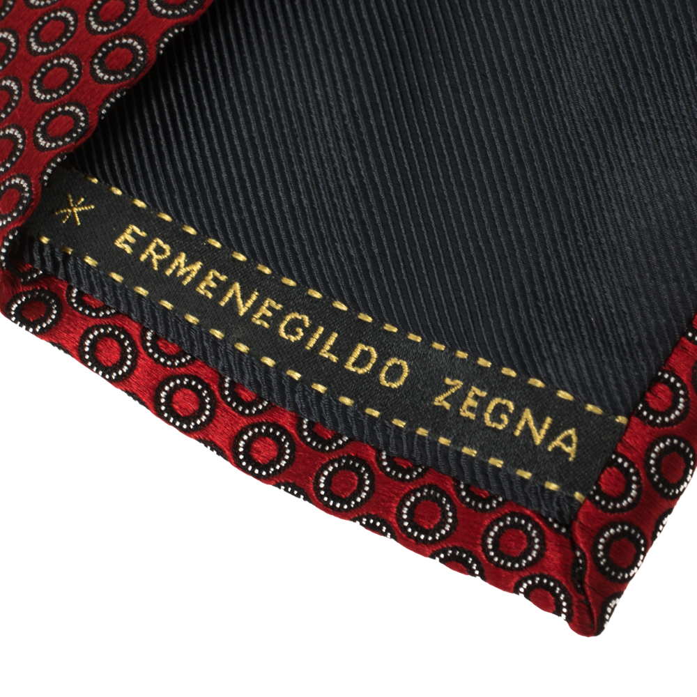 Ermenegildo Zegna Red Geometric Patterned Silk Tie