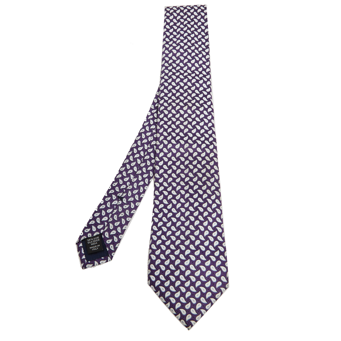 Ermenegildo Zegna Purple Paisley Print Silk Tie
