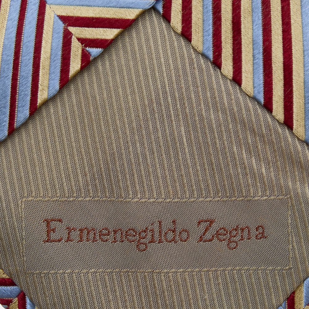Ermenegildo Zegna Multicolor Diagonal Patterned Silk Jacquard Tie