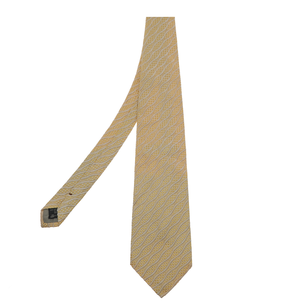 Ermenegildo Zegna Vintage Yellow Jacquard Silk Tie