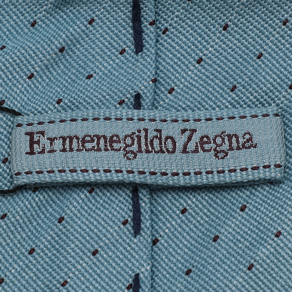 Ermenegildo Zegna Napoli Couture Pale Blue/Red Jacquard Silk Tie