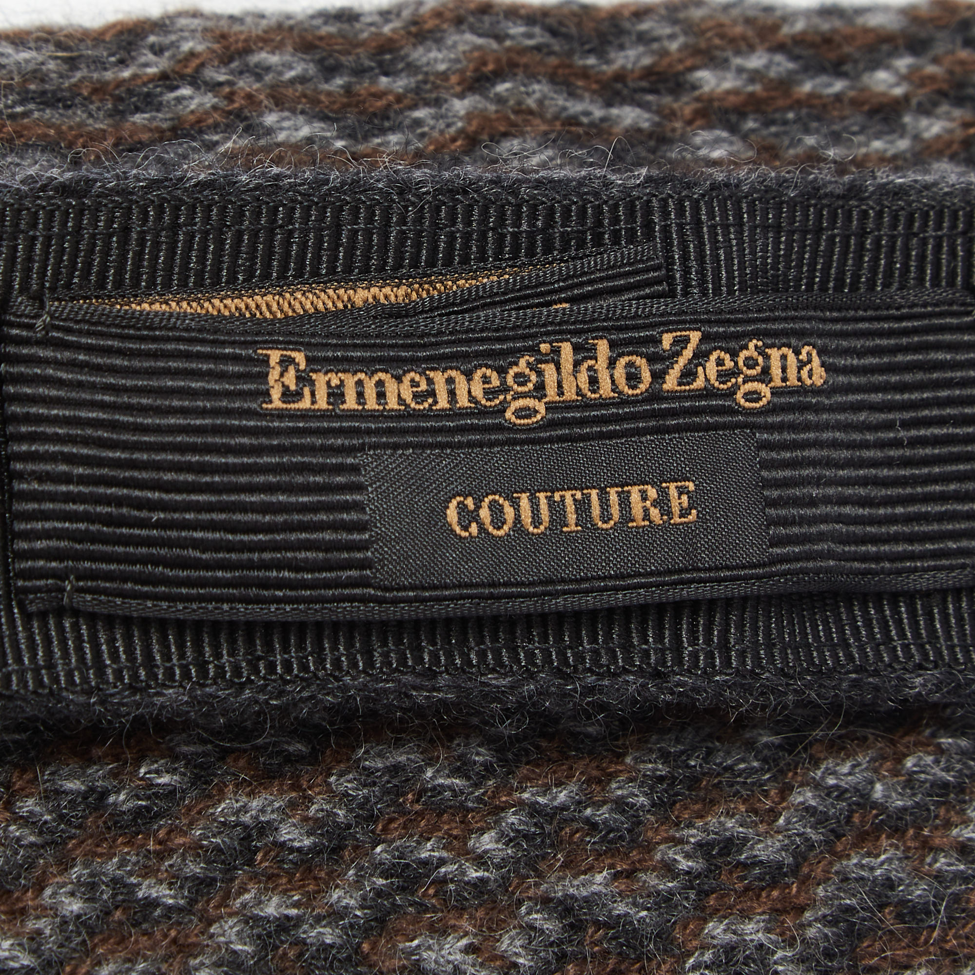Ermenegildo Zegna Couture Bicolor Chevron Cashmere Knit Tie