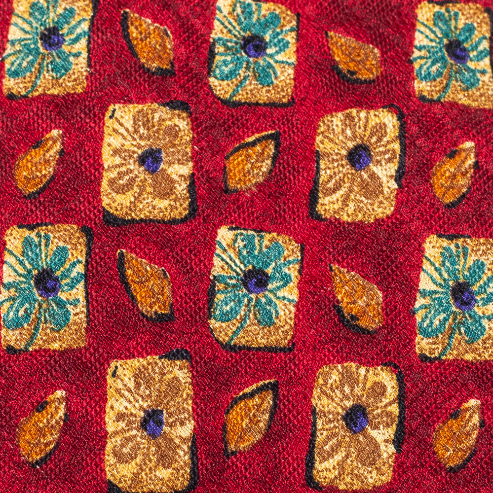 

Ermenegildo Zegna Burgundy Flower Pattern Jacquard Silk Tie