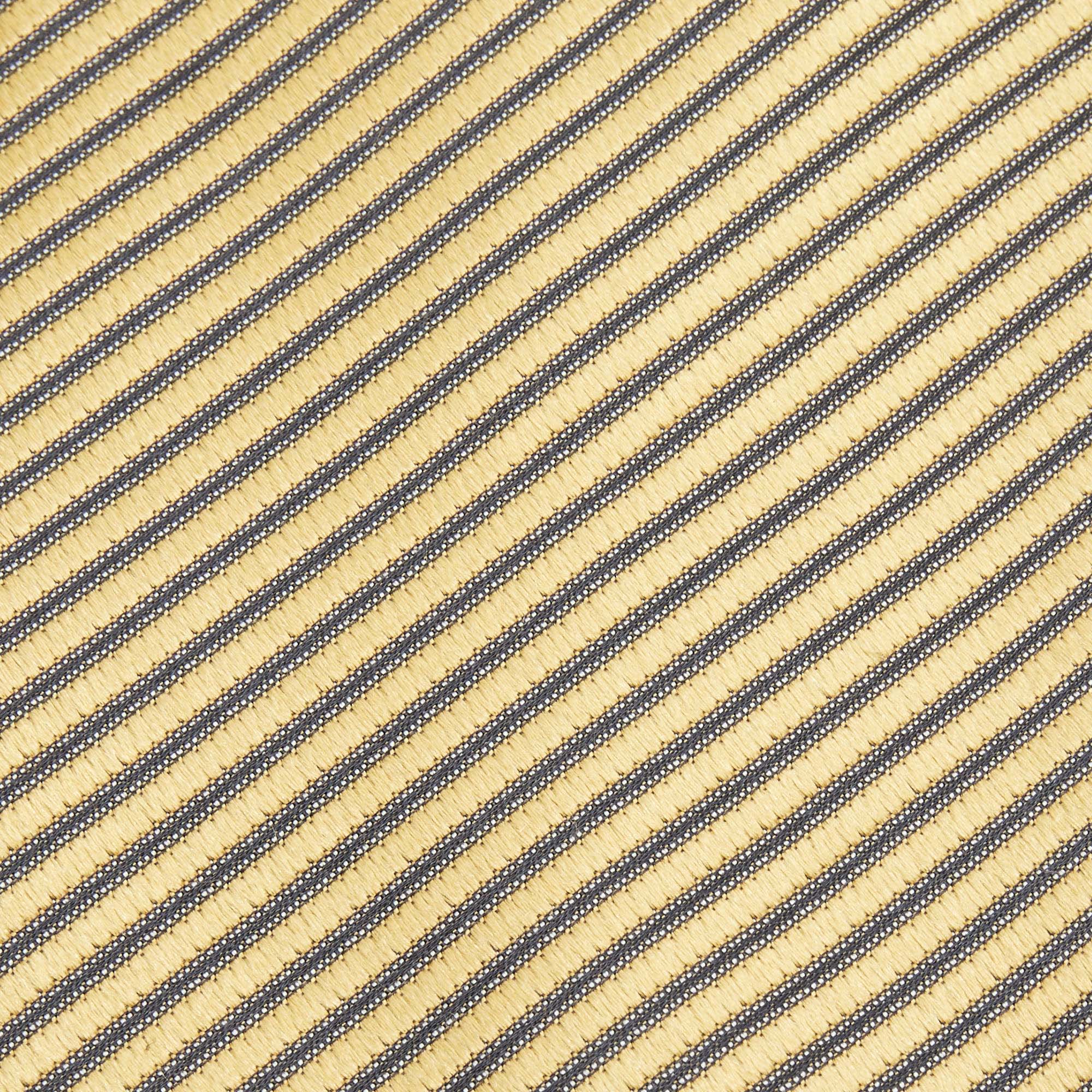 Ermenegildo Zegna Yellow Diagonal Striped Silk Tie