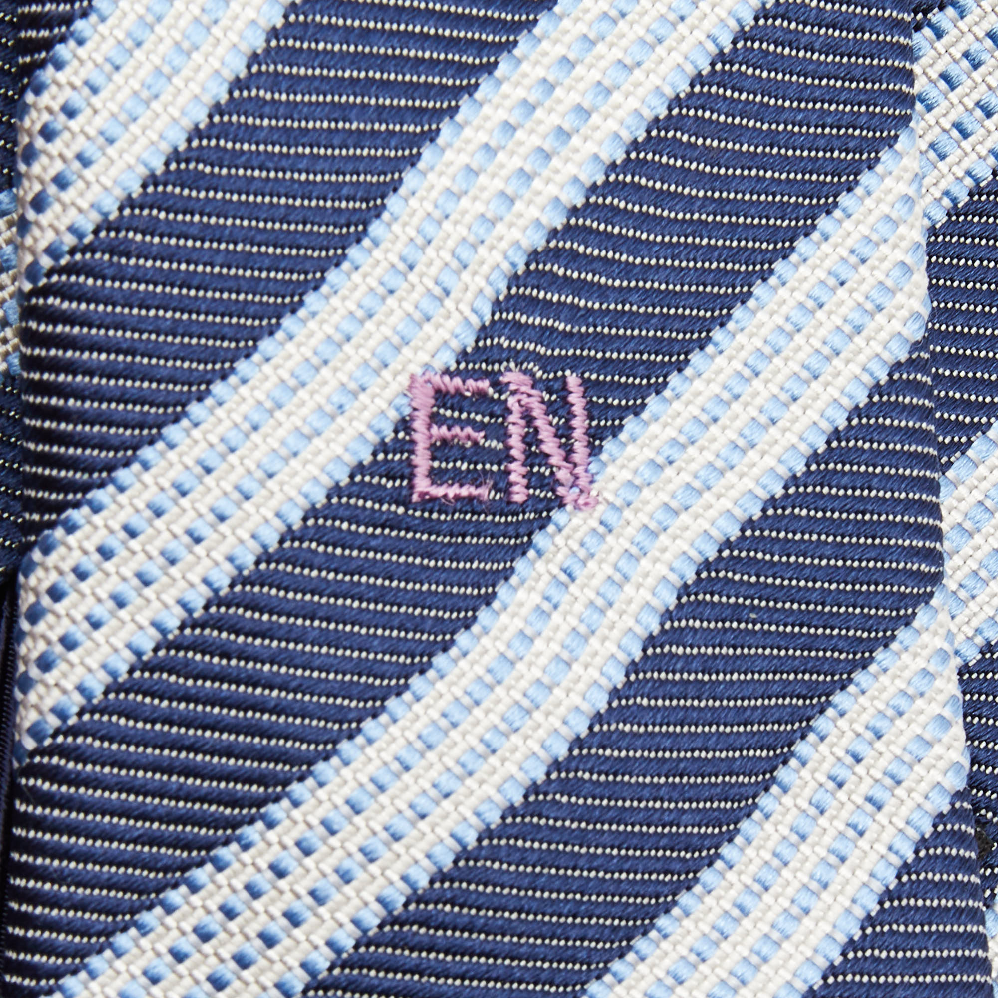 Ermenegildo Zegna Su Misura Blue Diagonal Stripe Patterned Silk Tie