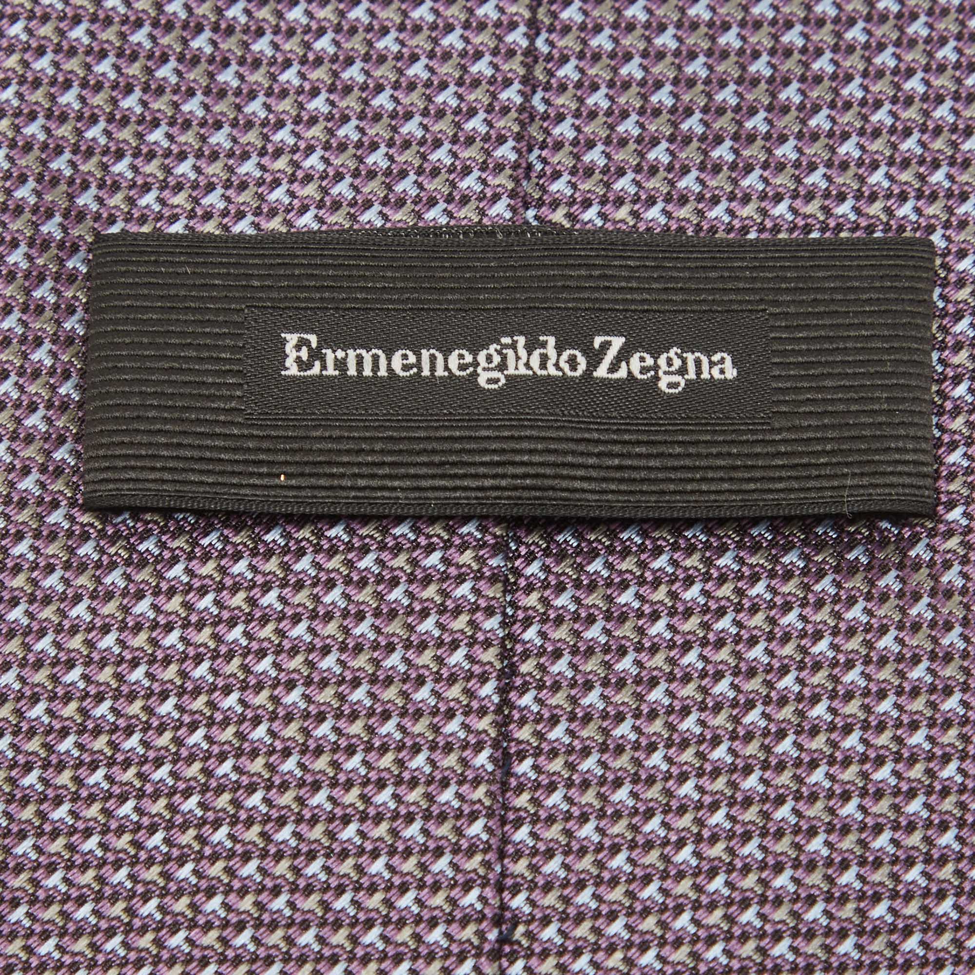 Ermenegildo Zegna Purple Patterned Silk Tie