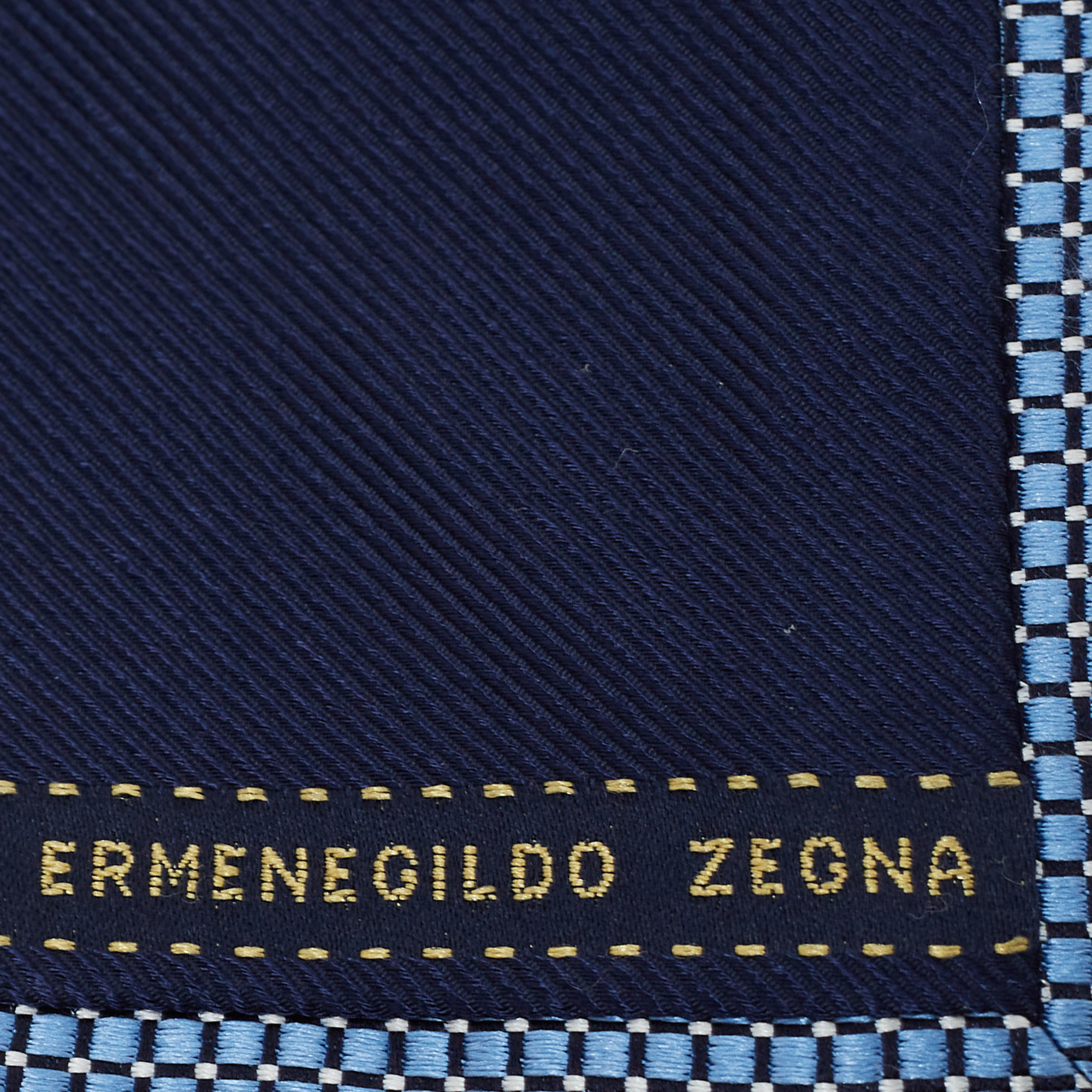 Ermenegildo Zegna Blue Patterned Silk Tie