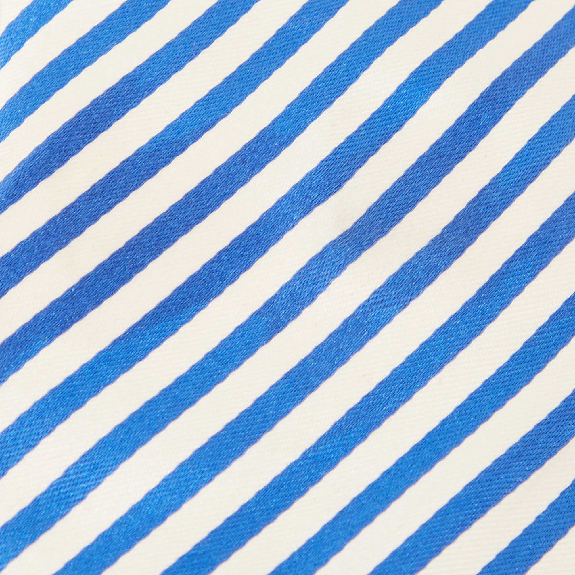 Ermenegildo Zegna White/Blue Striped Silk Satin Tie