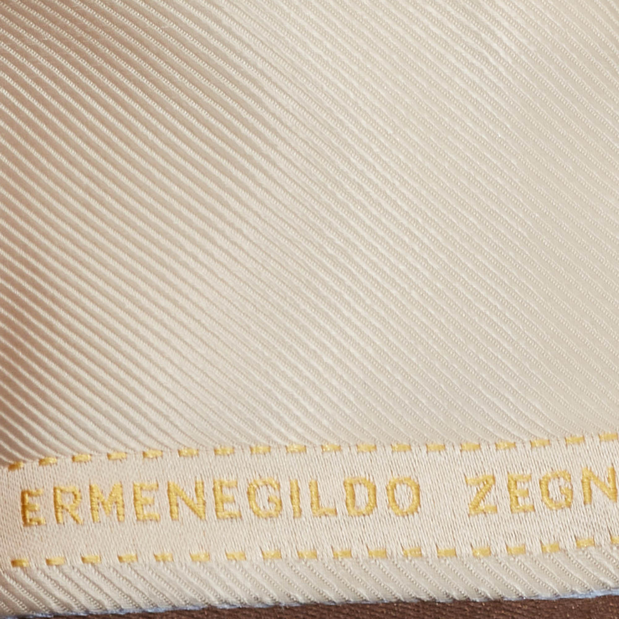 Ermenegildo Zegna Off White Striped Silk And Linen Tie