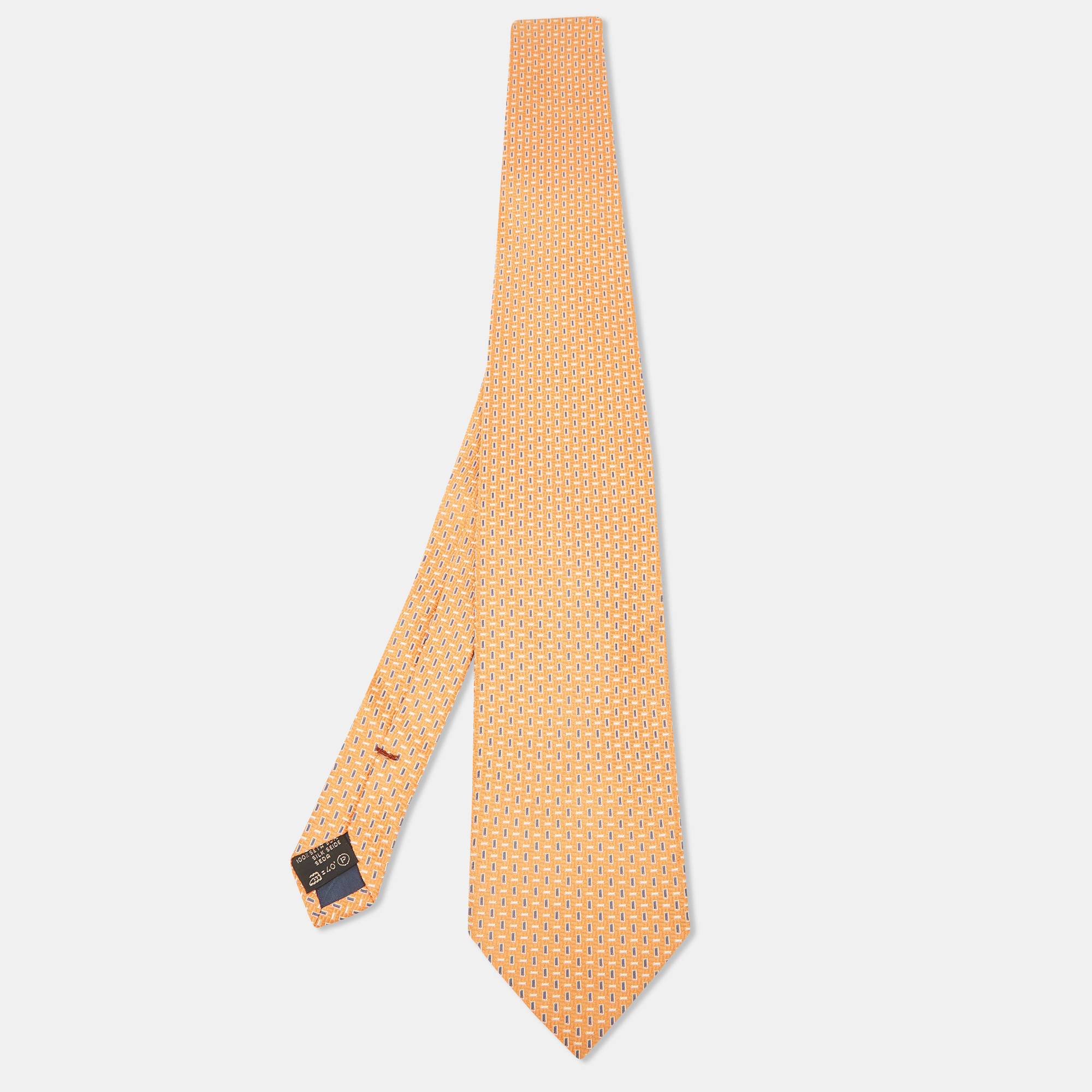 Ermenegildo zegna vintage orange patterned silk tie