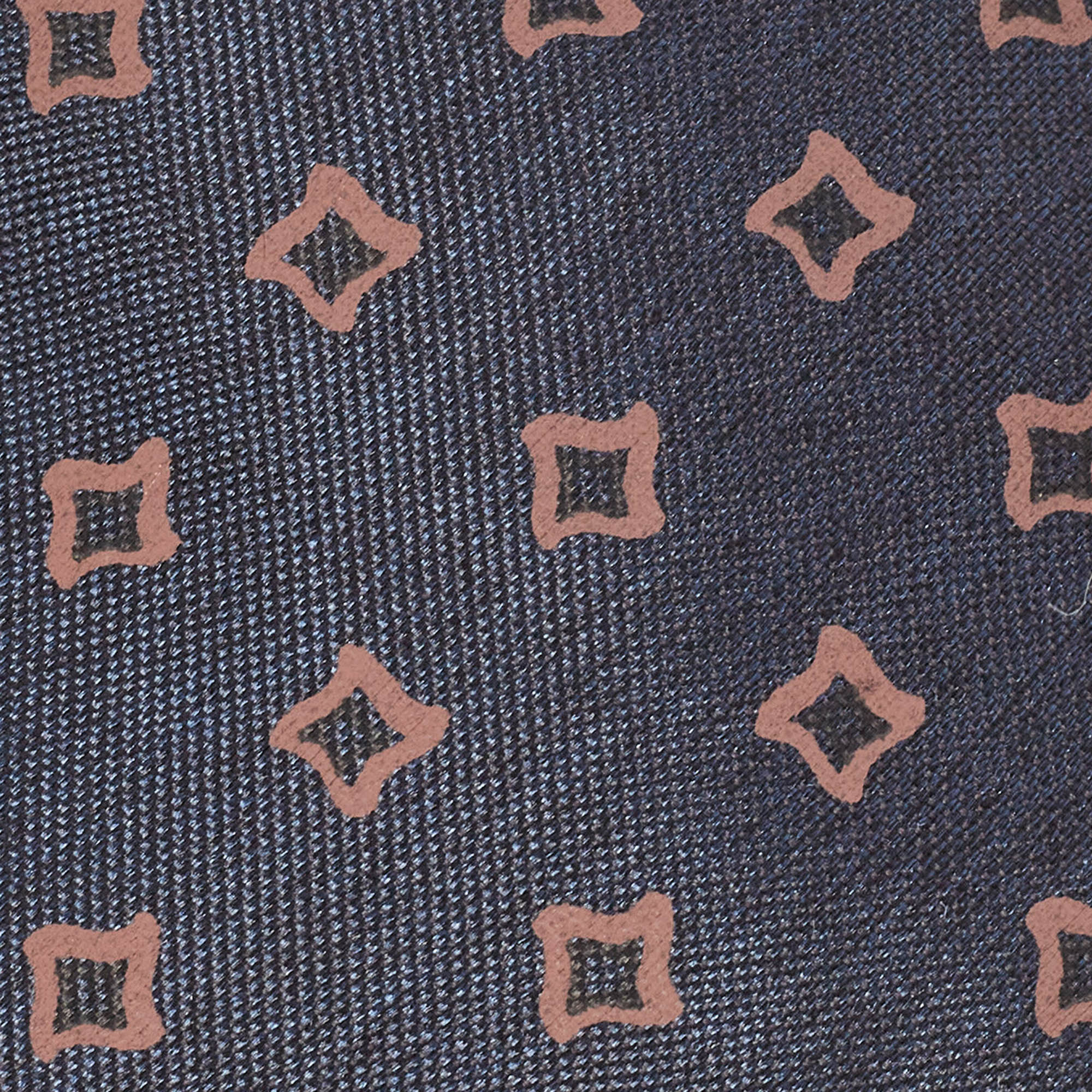 Ermenegildo Zegna Navy Blue Print Silk Tie