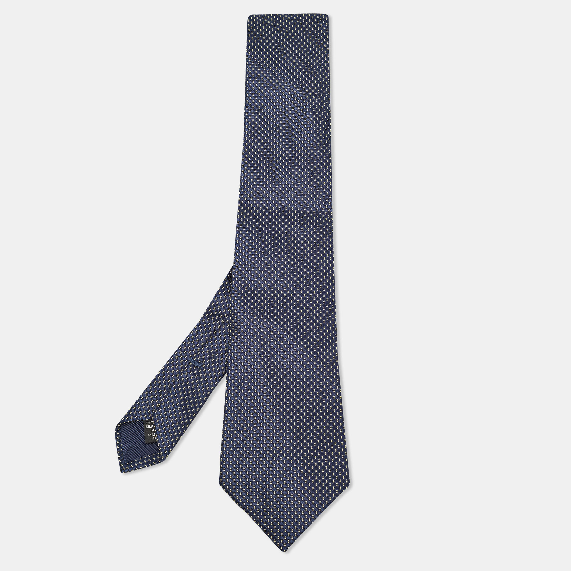 Ermenegildo zegna navy blue patterned silk tie