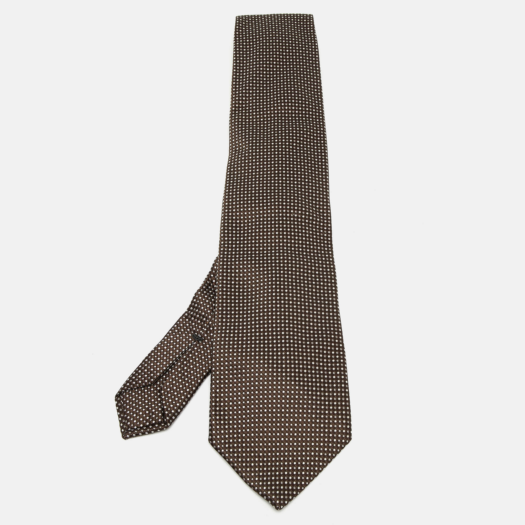 Ermenegildo zegna brown micro checked silk tie