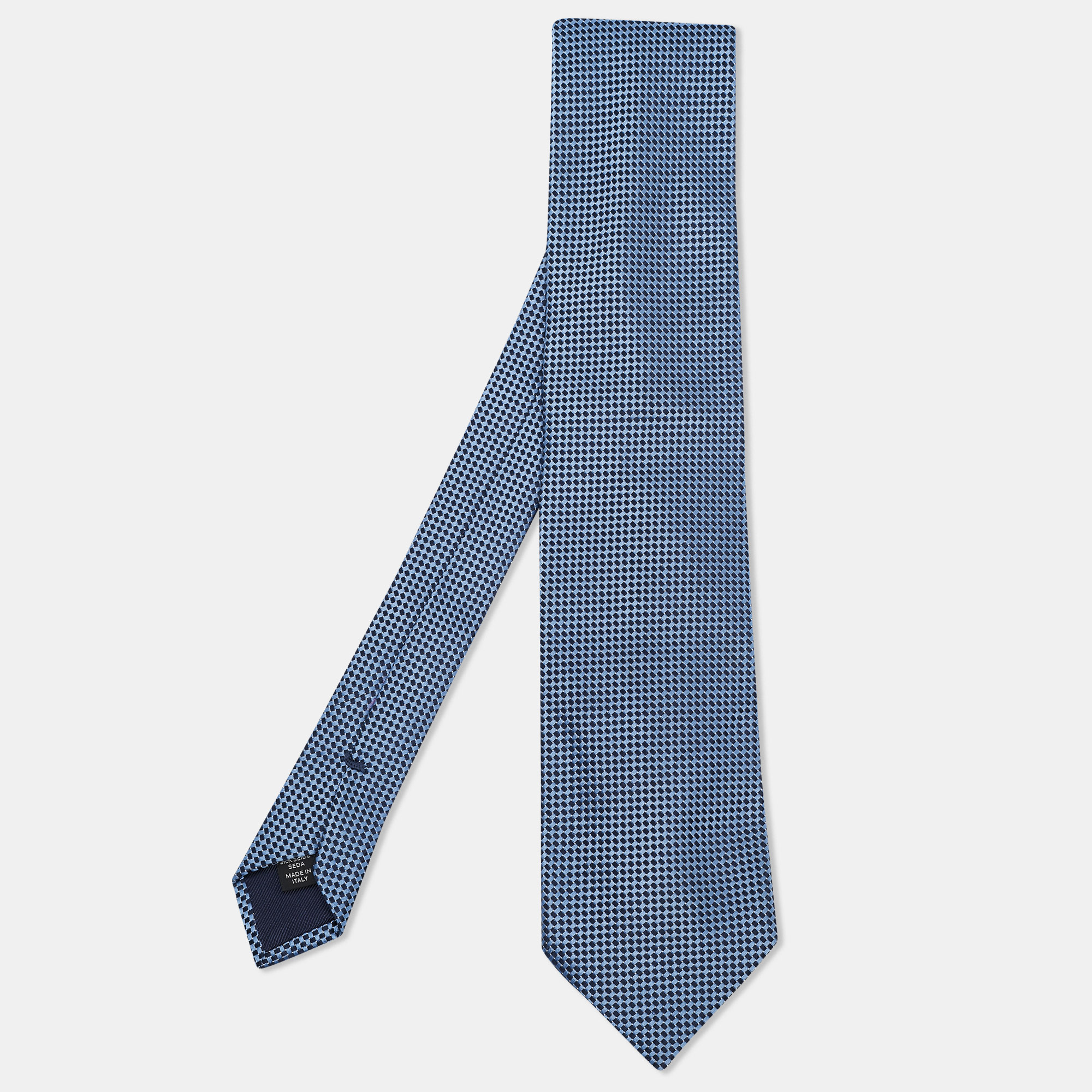 Ermenegildo zegna blue check patterned silk tie
