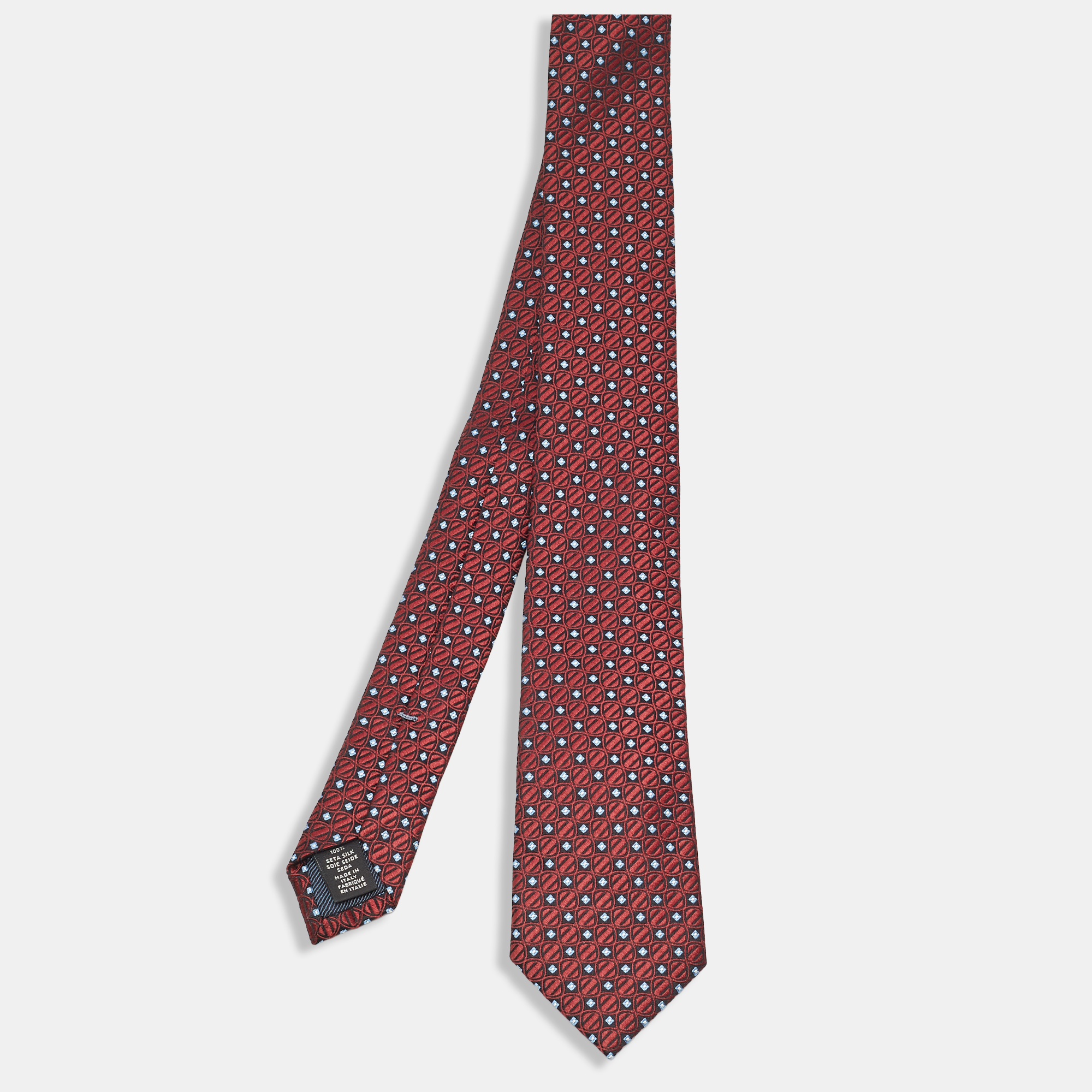 Ermenegildo zegna red patterned silk skinny tie