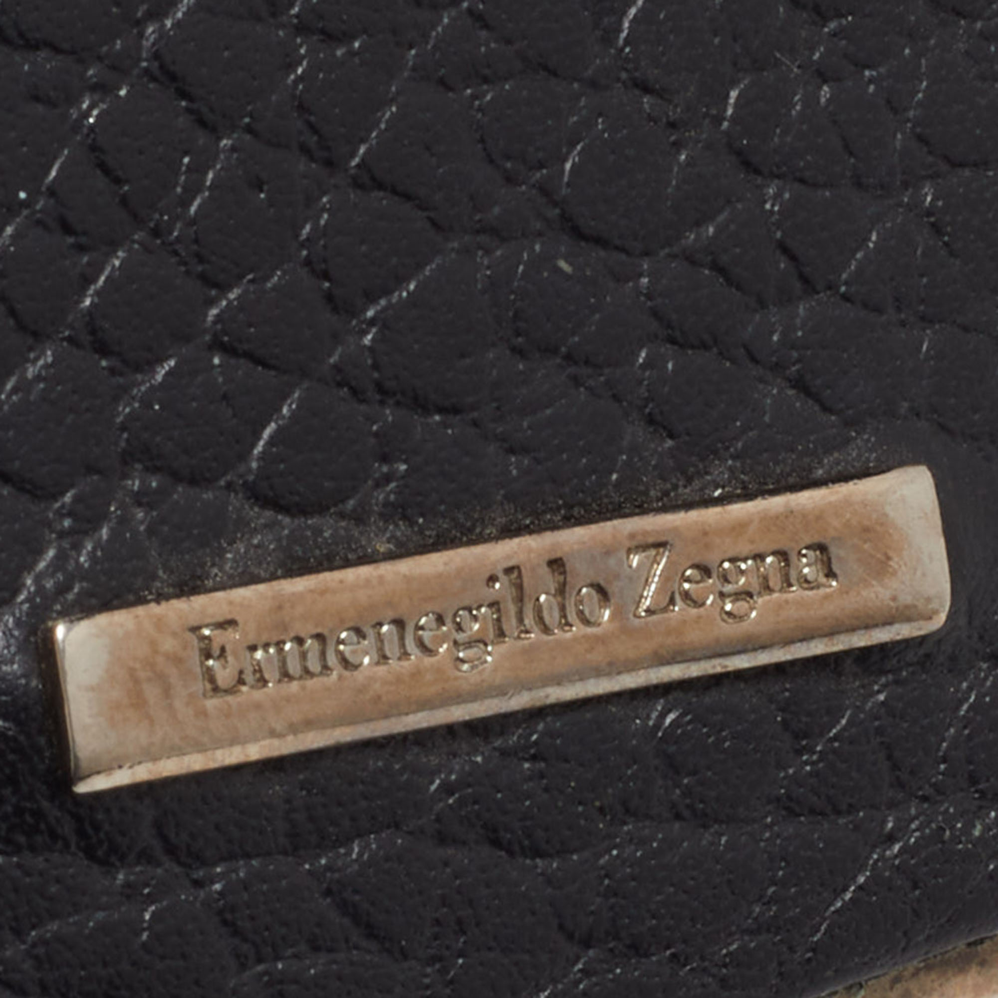 Ermenegildo Zegna Black Leather Hard Shell Business Card Holder