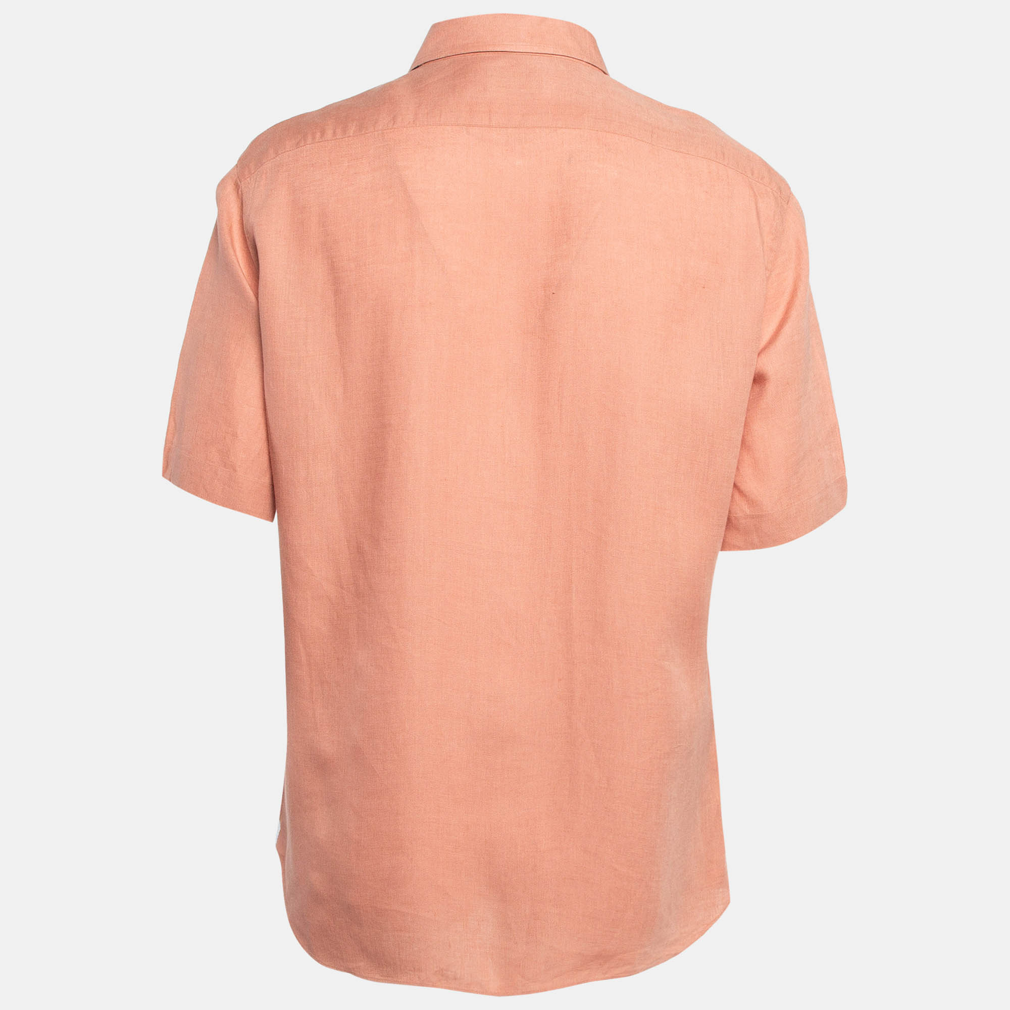 Ermenegildo Zegna Dust Pink Linen Short Sleeve Shirt L