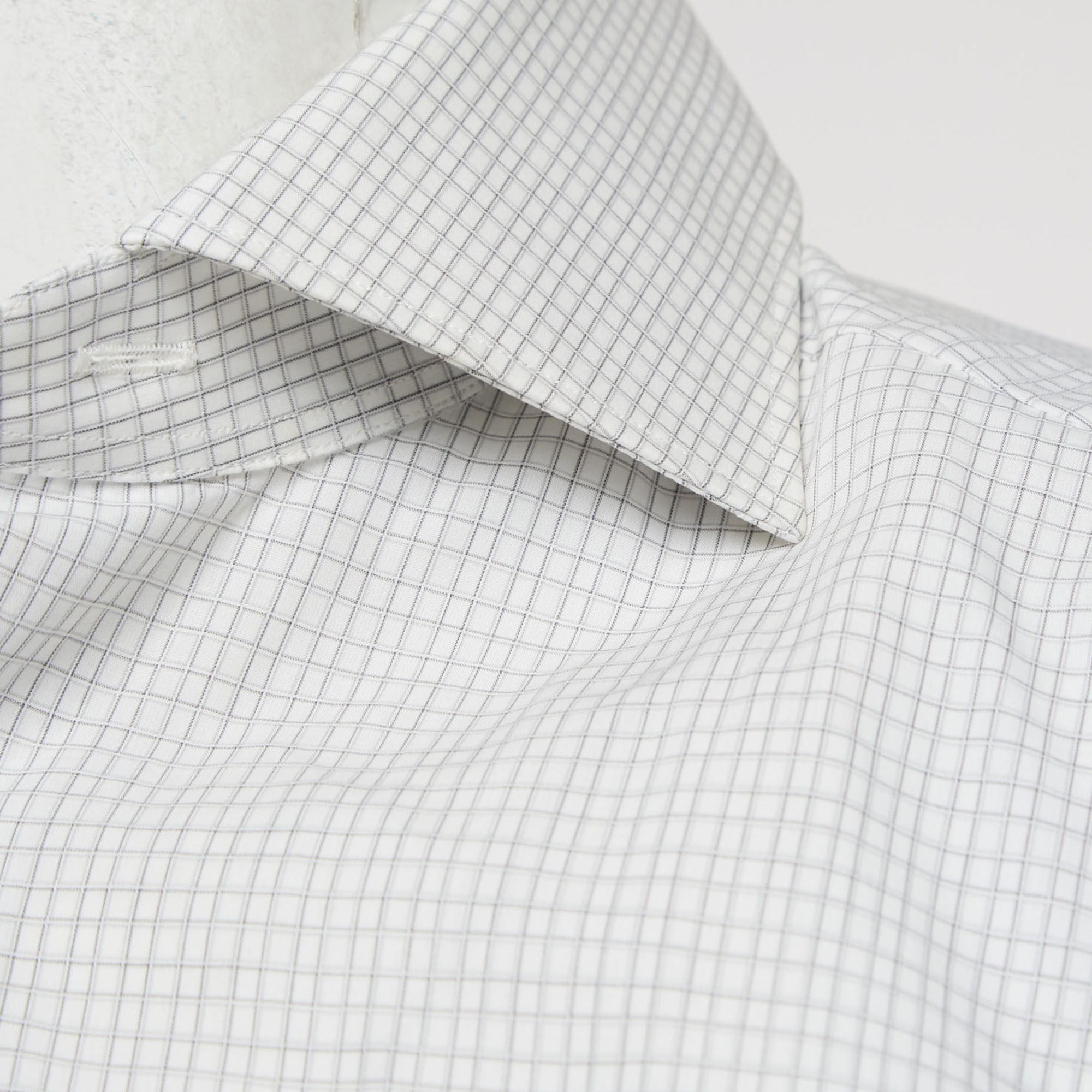 Ermenegildo Zegna White Checked Cotton Shirt L