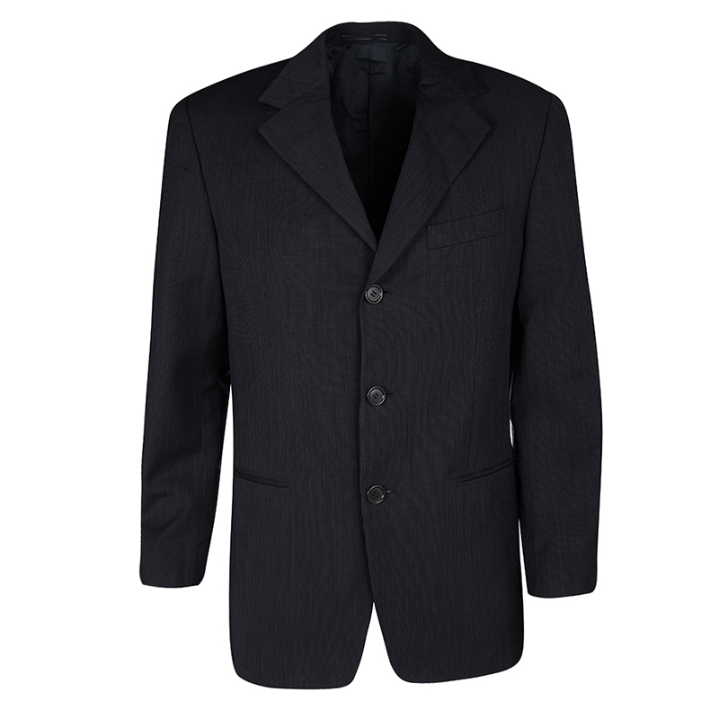 Image of Ermenegildo Zegna Soft Navy Blue Wool Textured Blazer M