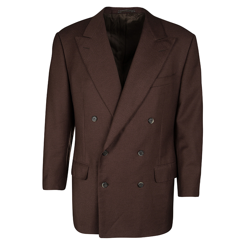 Image of Ermenegildo Zegna By Mientus Brown Wool Cashmere Double Breasted Blazer L