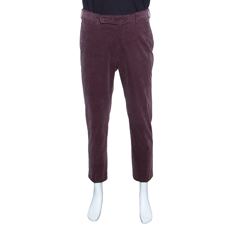 Image of Ermenegildo Zegna Cashco Comfort Dull Purple Slim Fit Corduroy Trousers L