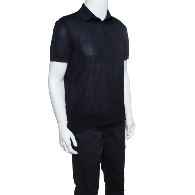 Ermenegildo Zegna Navy Blue Perforated Silk Knit Short Sleeve Polo T-Shirt
Ermenegildo Zegna Navy Blue Perforated Silk Knit Short Sleeve Polo T-Shirt