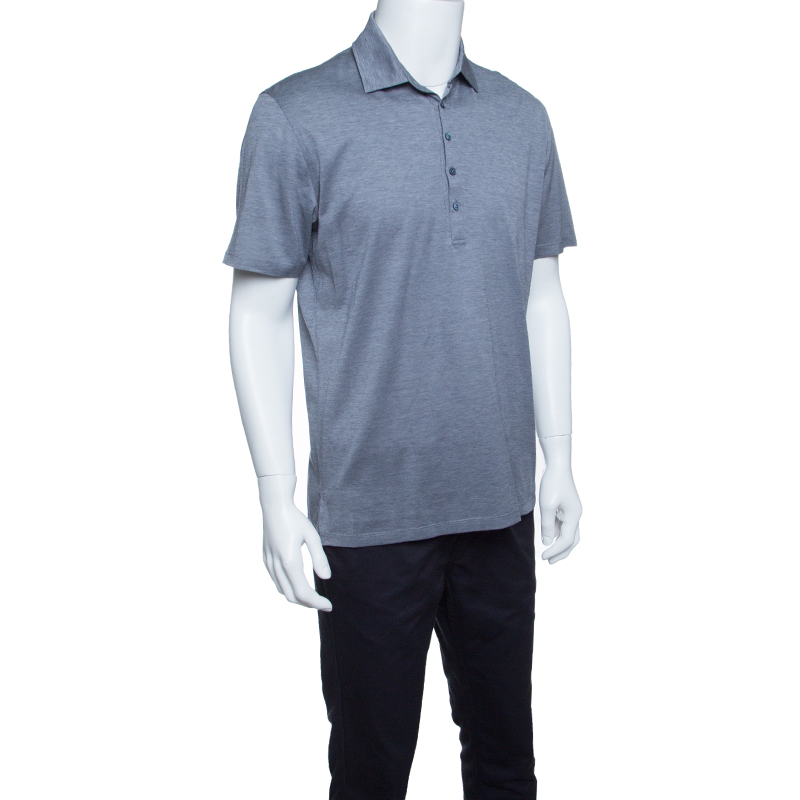 Ermenegildo Zegna Grey Cotton Pique Polo T-Shirt M