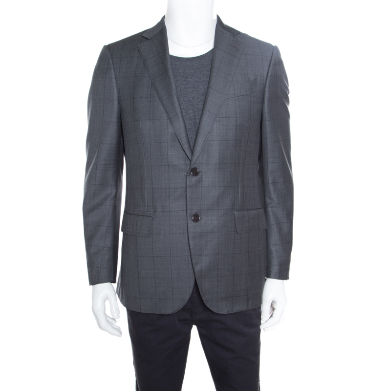 Image of Ermenegildo Zegna Grey Checked Wool Mila Blazer L