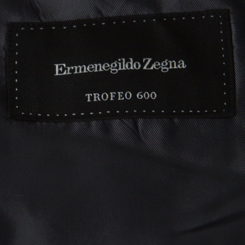 Ermenegildo Zegna Grey And Blue Pinstripe Wool Blazer L