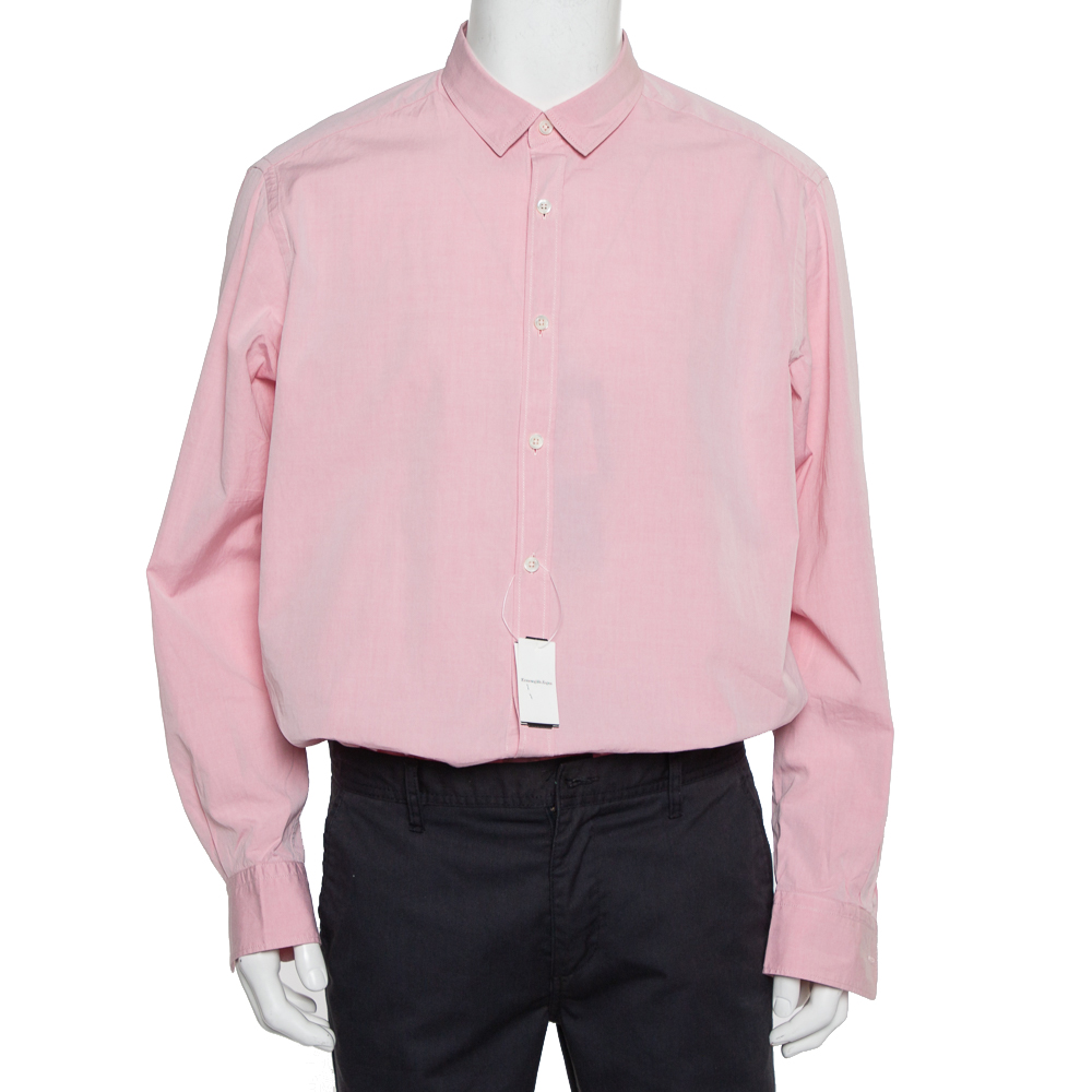 Ermenegildo Zegna Pink Cotton Button Front Shirt XXL