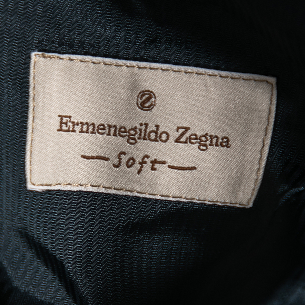 Ermenegildo Zegna Navy Blue Checked Wool Single Breasted Blazer XL