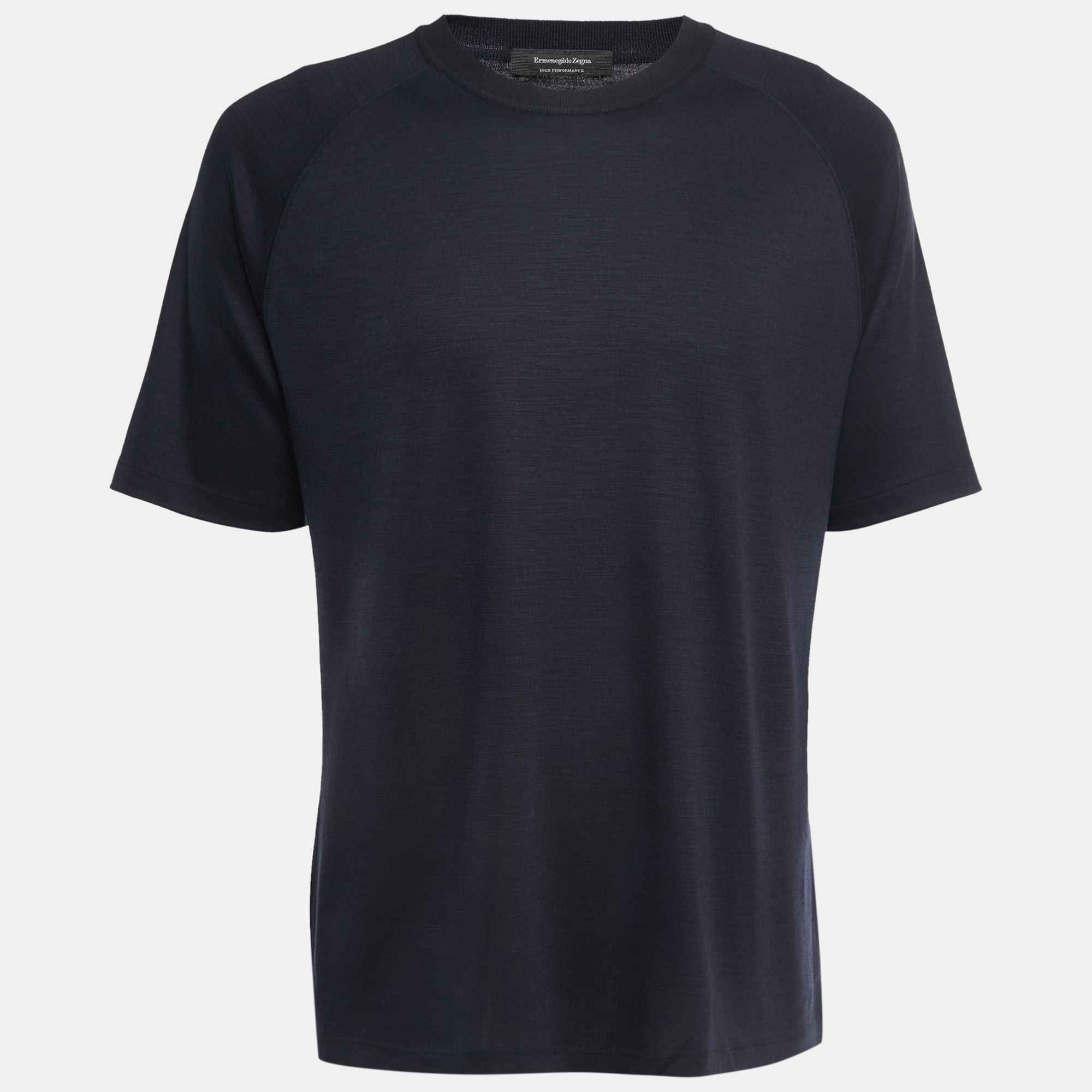 Ermenegildo Zegna Black Wool Crew Neck Half Sleeve T-Shirt L