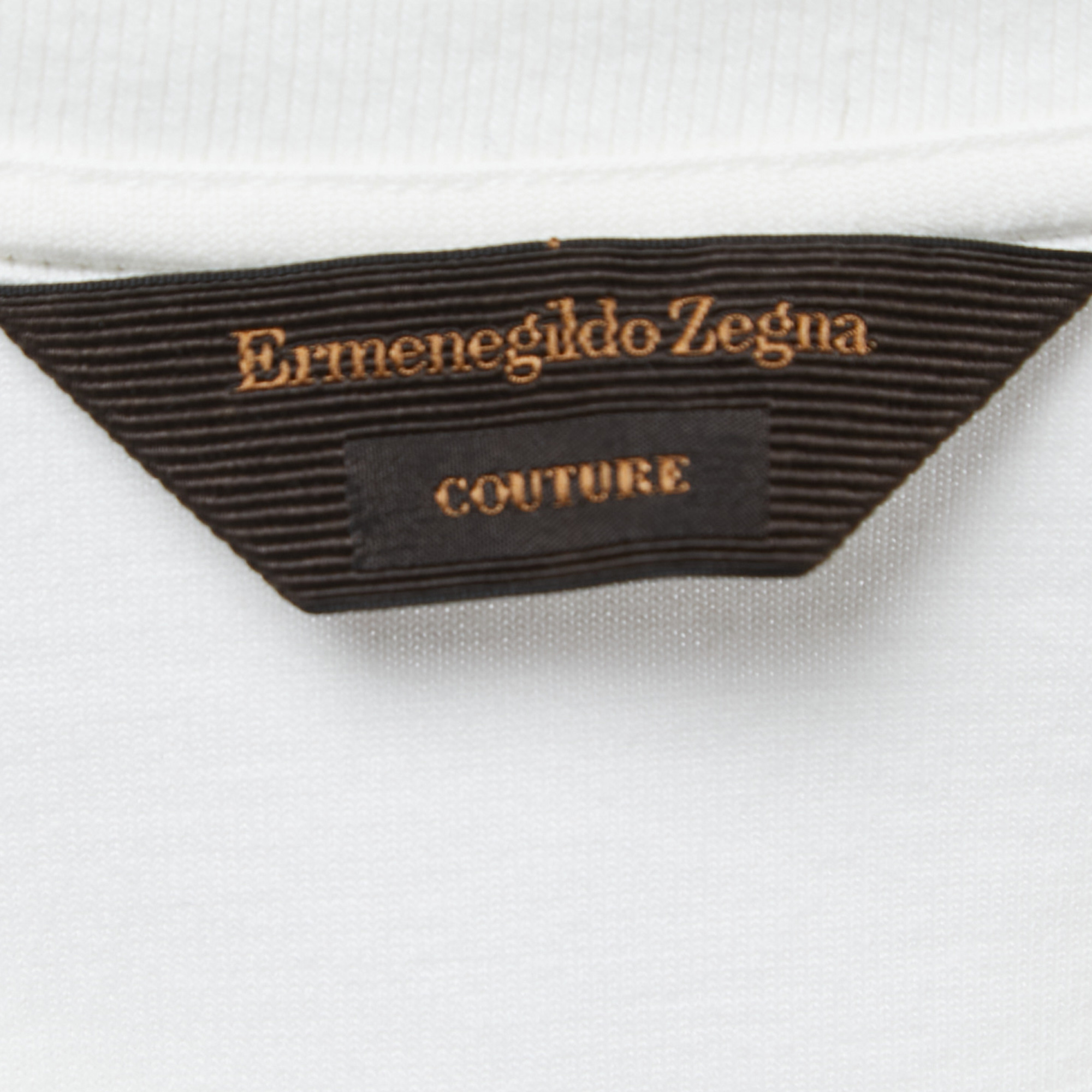 Ermenegildo Zegna Couture White Logo Detail Cotton Crew Neck T-Shirt XXL