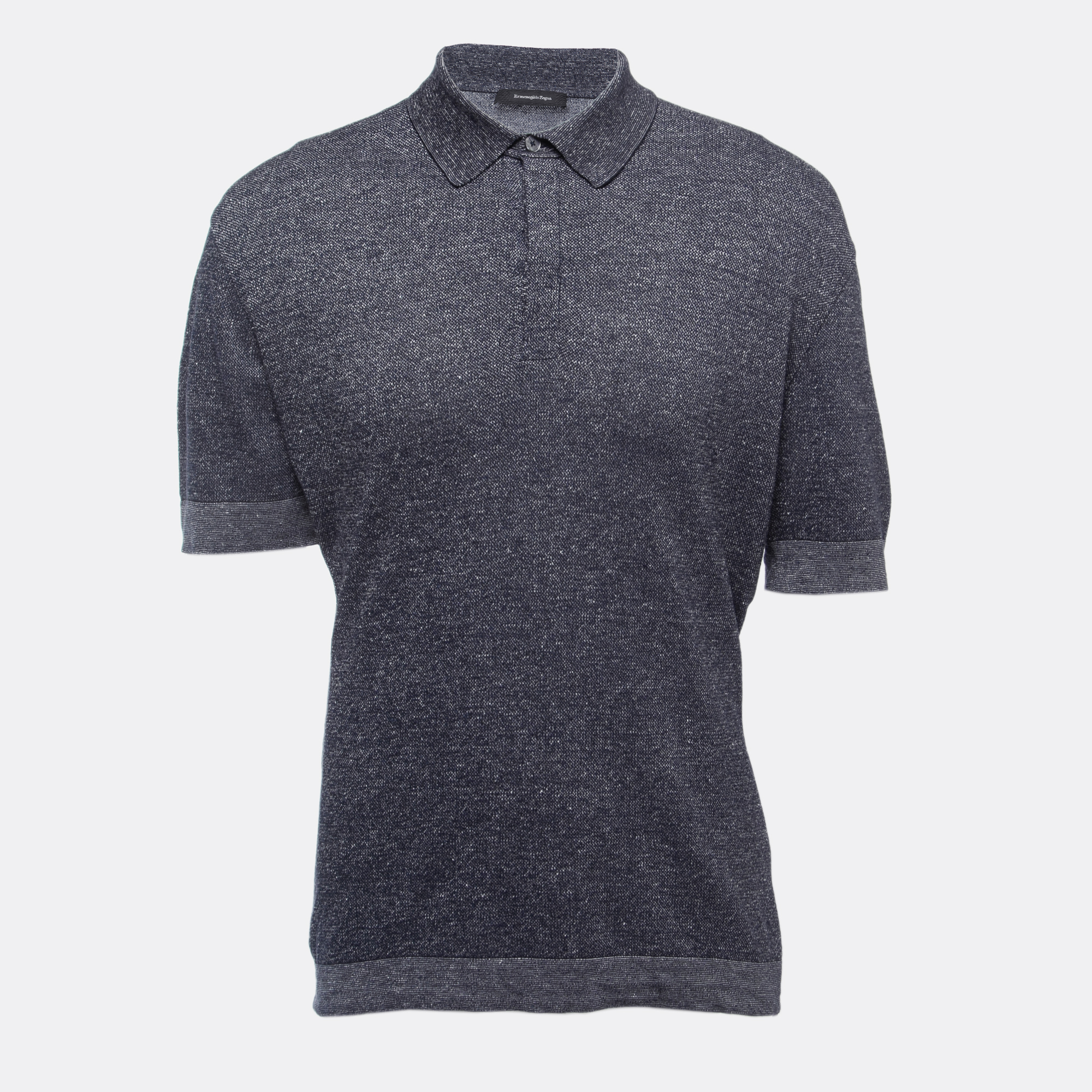 Ermenegildo Zegna Navy Blue Knit Polo T-Shirt M