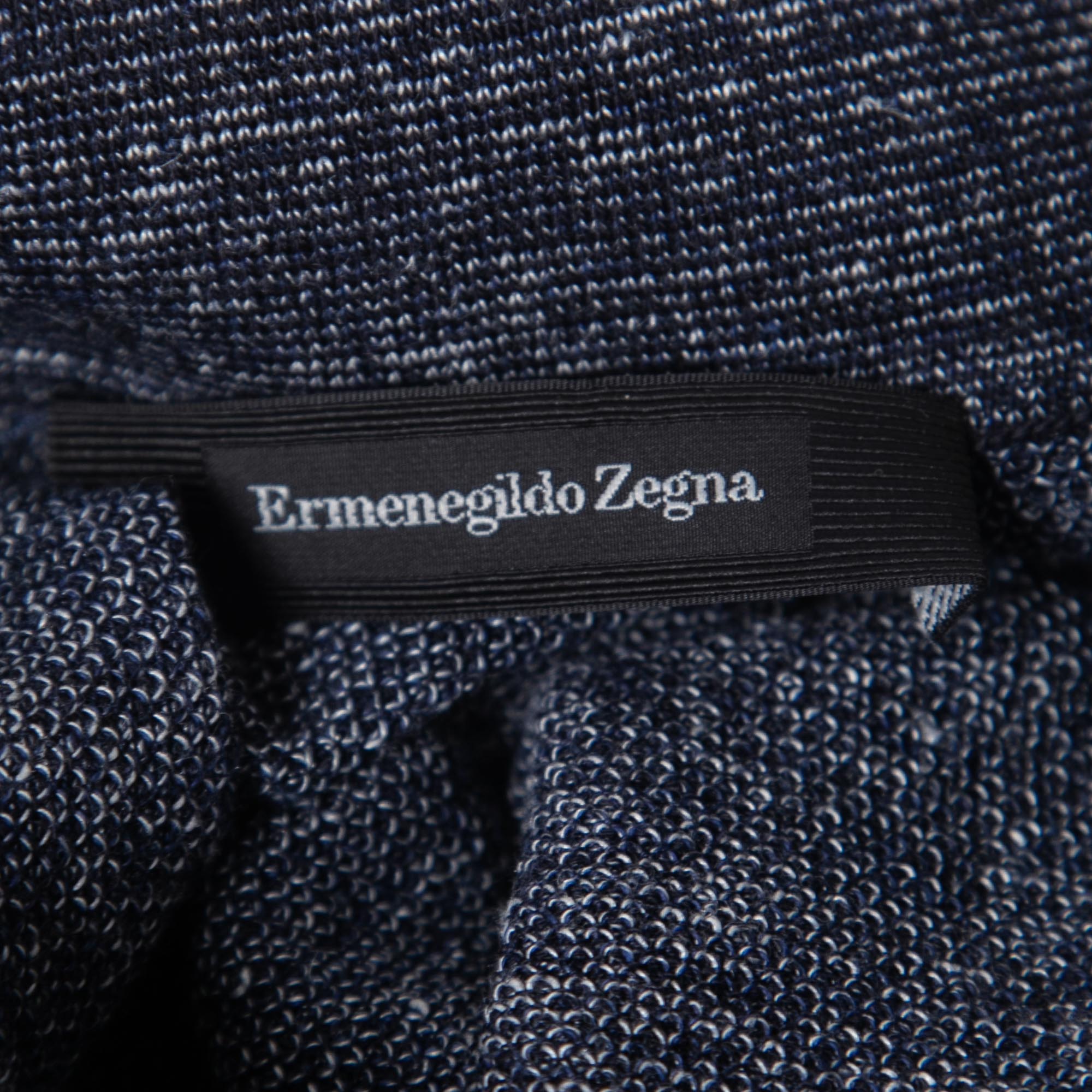 Ermenegildo Zegna Navy Blue Knit Polo T-Shirt M