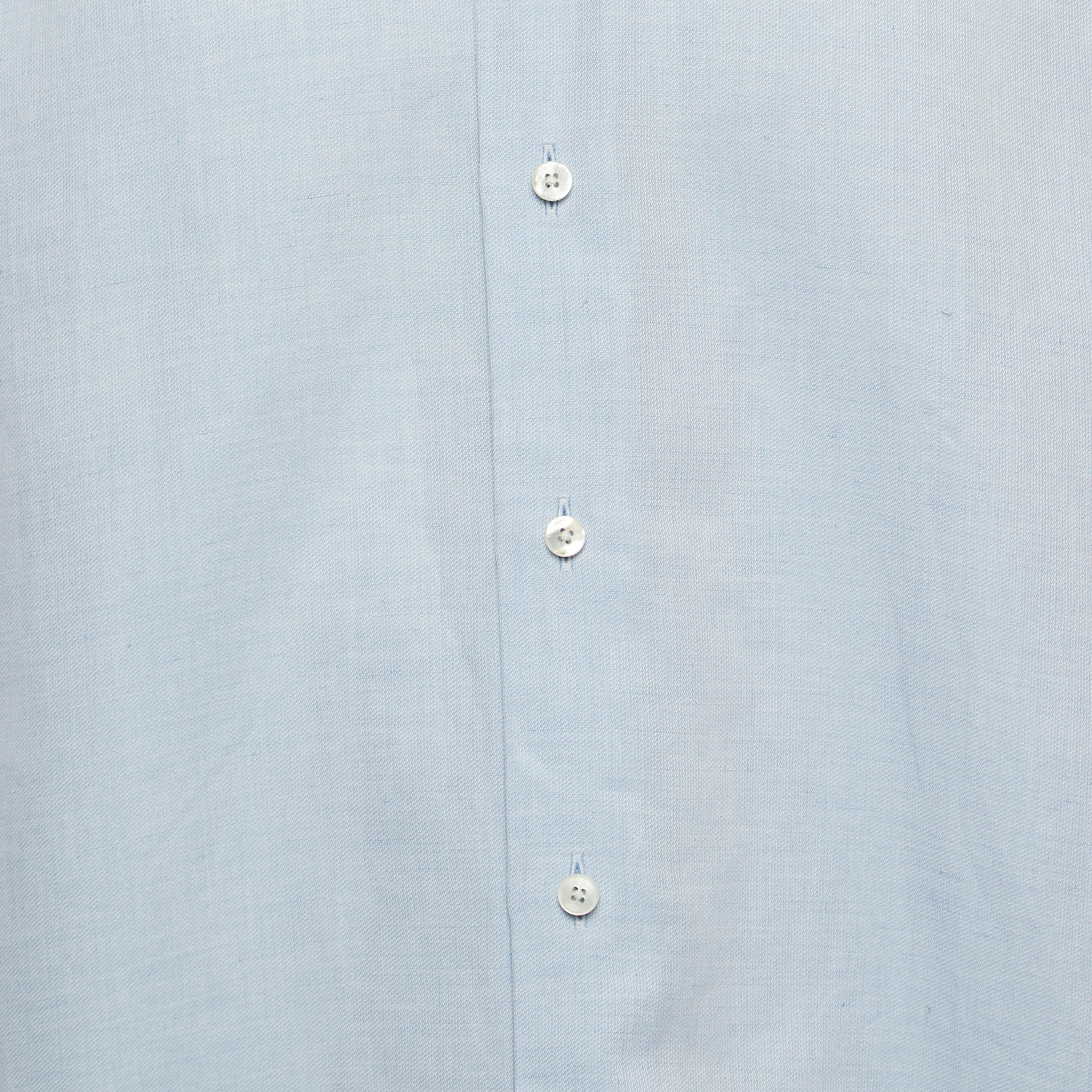 Ermenegildo Zegna Blue Linen-Blend Shirt L