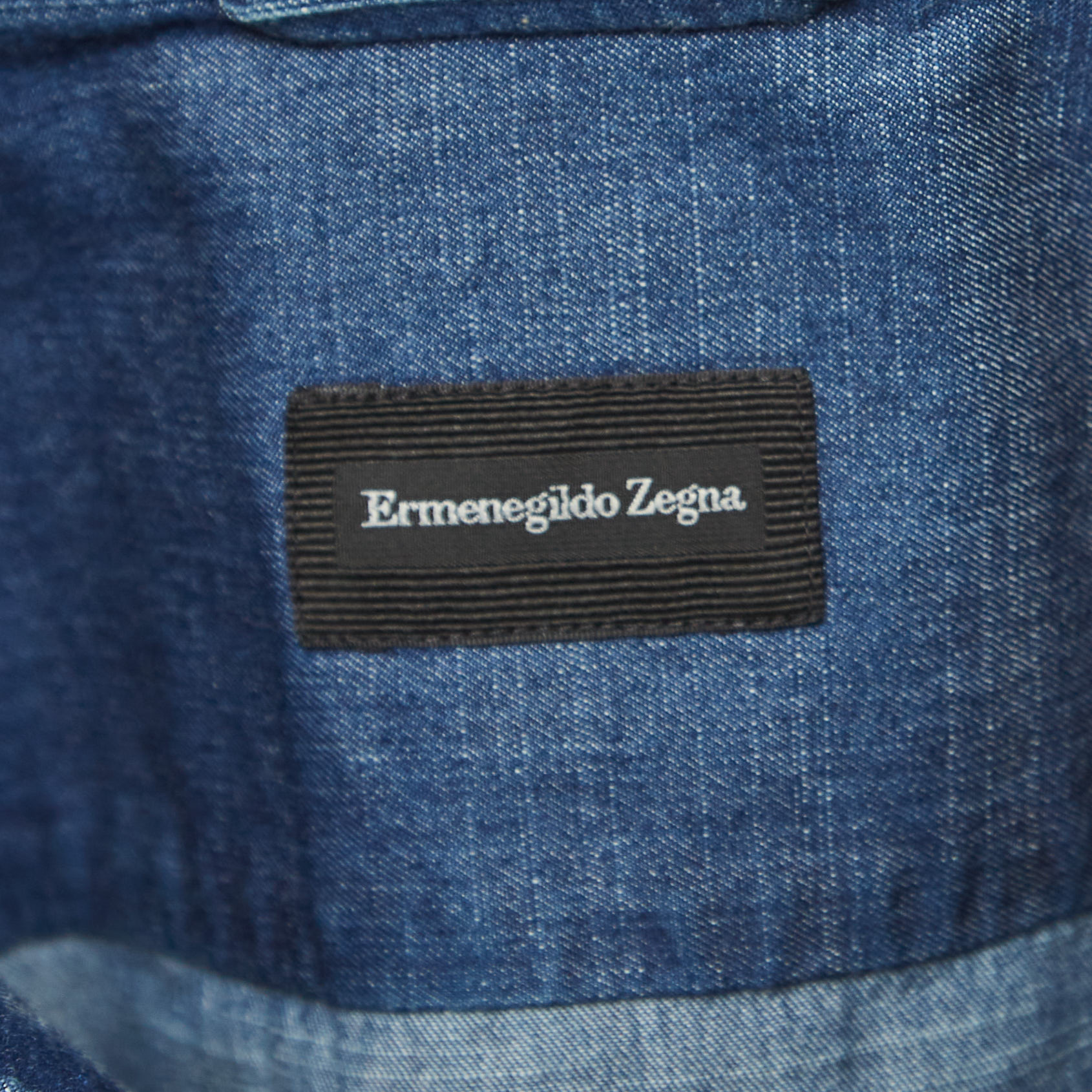 Ermenegildo Zegna Dark Blue Cotton Button Front Full Sleeve Shirt L
