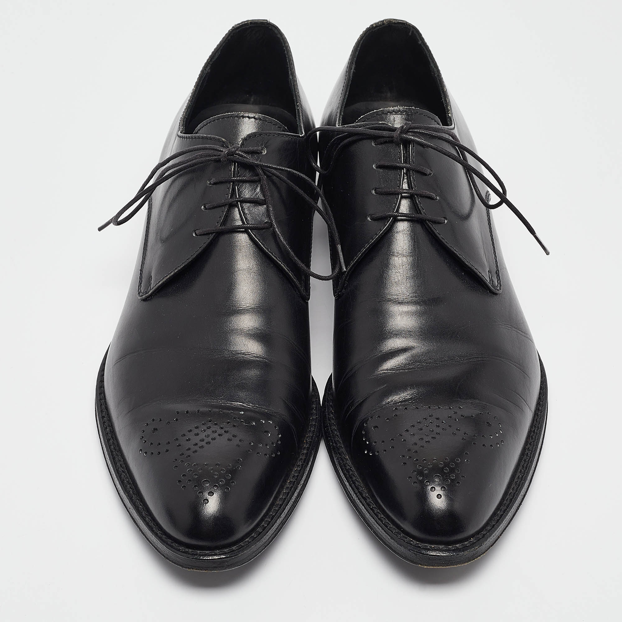 Ermenegildo Zegna Black Leather Lace Up Derby Size 42.5