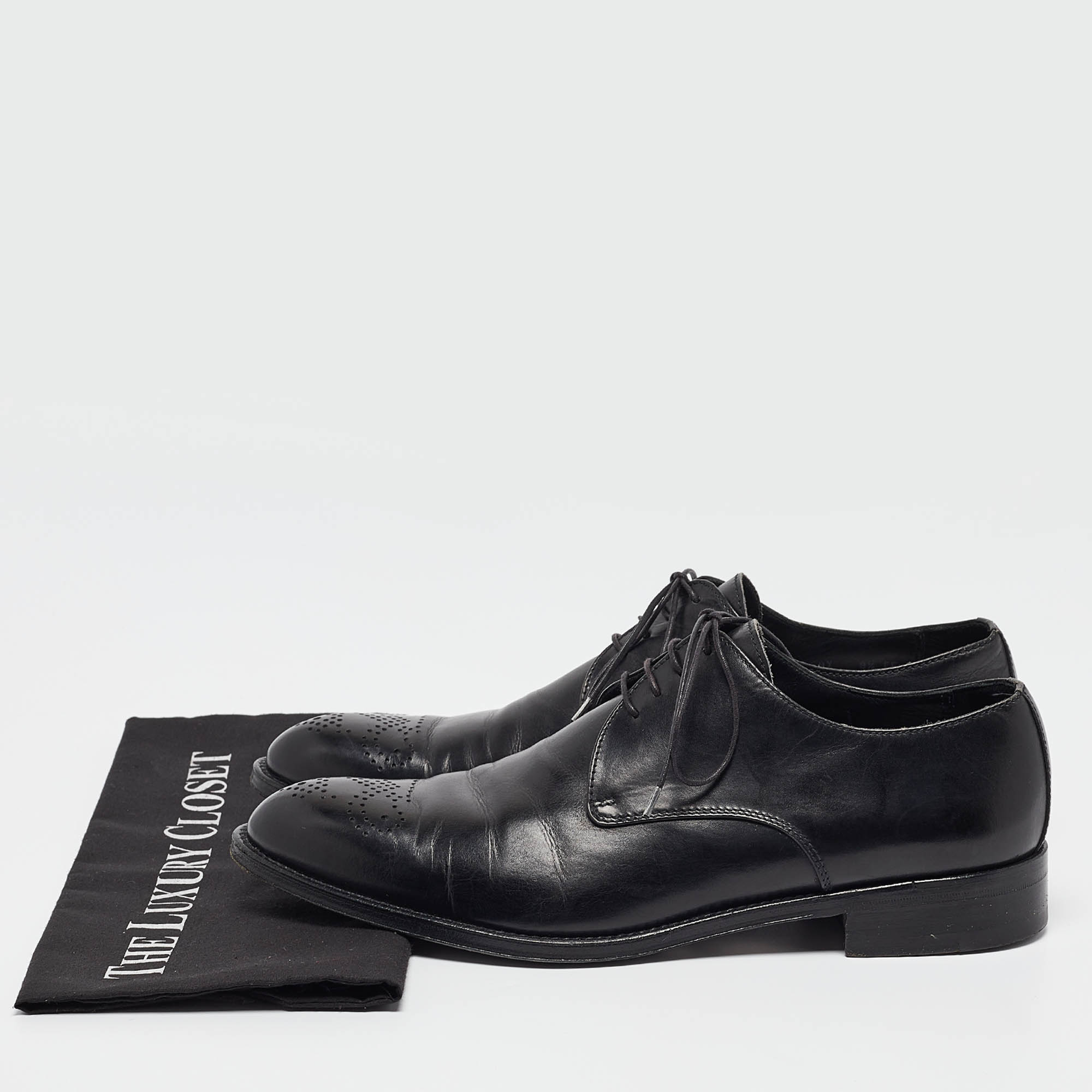 Ermenegildo Zegna Black Leather Lace Up Derby Size 42.5