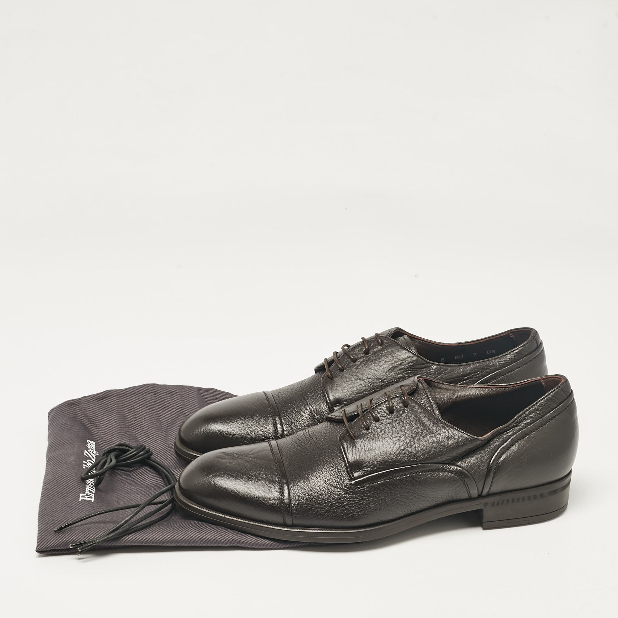 Ermenegildo Zegna Brown Leather Lace Up Derby Size 40