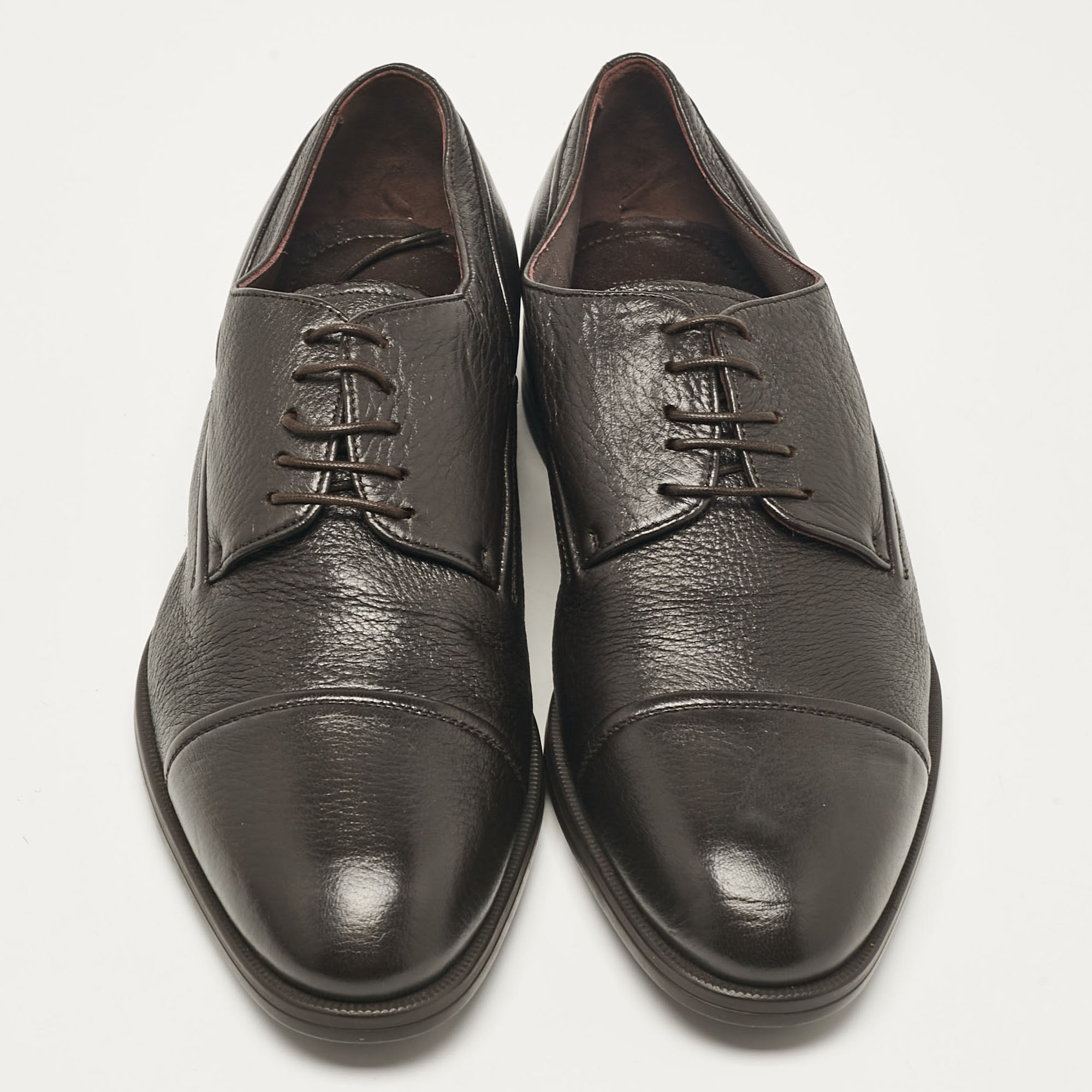 Ermenegildo Zegna Brown Leather Lace Up Derby Size 40