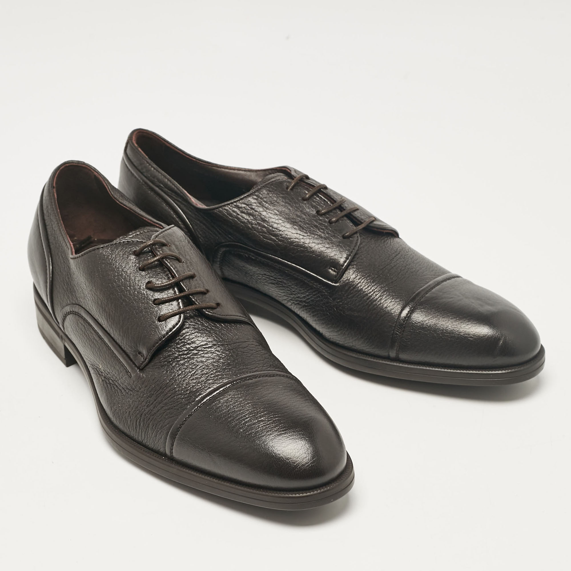 Ermenegildo Zegna Brown Leather Lace Up Derby Size 40