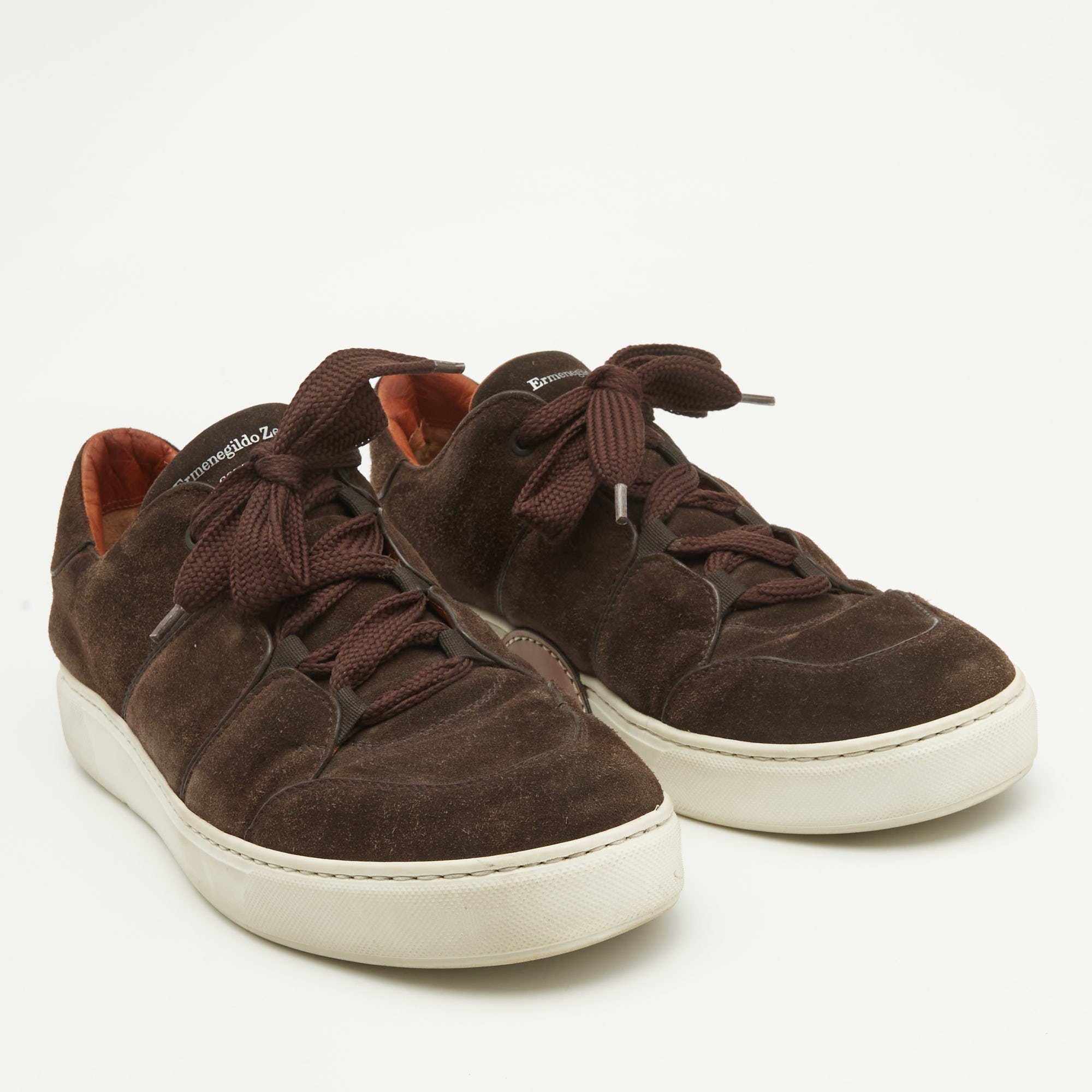 Ermenegildo Zegna Brown Suede Trainer Sneakers Size 44