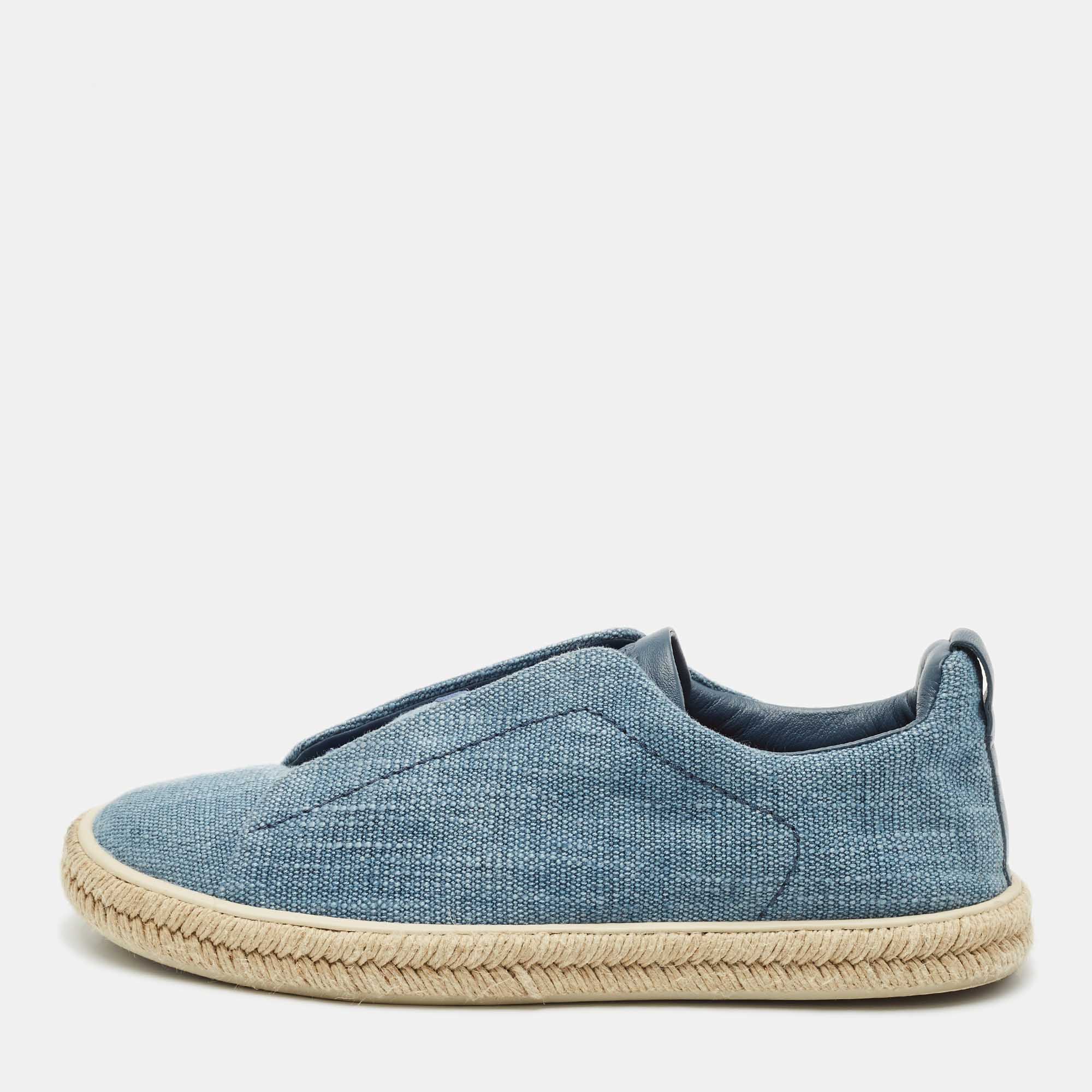 Ermenegildo Zegna Blue Canvas and Leather Triple Stitch Espadrilles Size 44.5
Ermenegildo Zegna Blue Canvas and Leather Triple Stitch Espadrilles Size 44.5